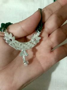 Elegant Crystal Crescent Green Mangalsutra