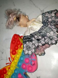 Doll with Butterfly Pop-It Toy pake of 2