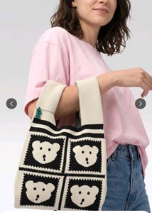 Cute Bear Knit Tote Bag
