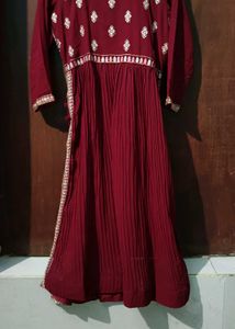 Embroidered Maroon Kurti   plazo