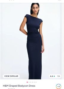 H&M Navy Blue Draped Maxi Dress