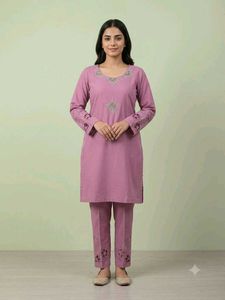 Purple Embroidered Kurta  set suit