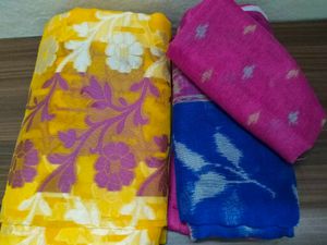 Yellow Saree with Floral Motif