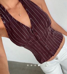 Striped Halter Neck Top