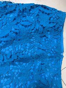 Blue Lace Pencil Skirt