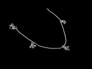 Silver Tone Charm Anklets - Set of 2