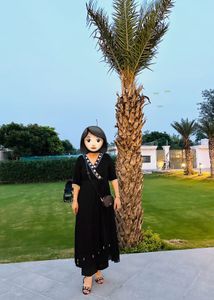Black Kurta with bead lace detail From Bunaai
