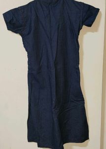 Dark Blue Denim Style Button-Down Dress | Casual W