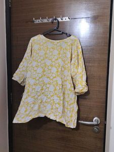 Yellow Floral Print Kurta