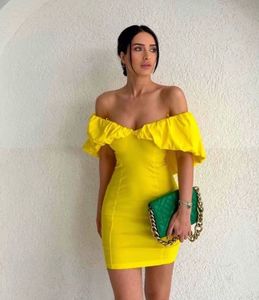Yellow Off-the-Shoulder Mini Dress