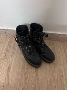 Black Buckle Platform Boots