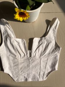 Chic White Corset Style Crop Top