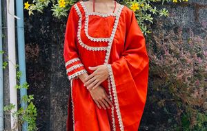 Vibrant Orange Kurta Set with Dupatta