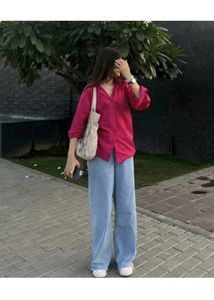 Vibrant Pink Button-Up Shirt