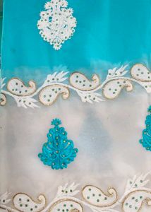 Elegant Blue &amp; White Saree