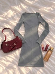 Ribbed Long Sleeve Midi Dress