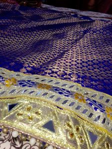 royal blue banarasi jacquard febric with  mirror a
