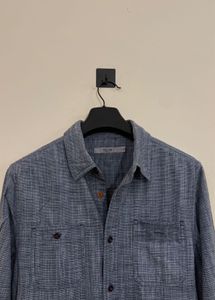 Men's Textured Blue Casual Shirt