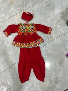 Red Embroidered Baby Girl Kurta Set