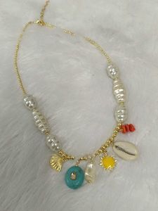 Bohemian Shell and Pearl Necklace