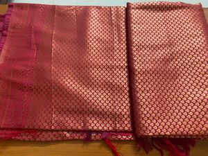 ✨RED semi silk saree - FREE BLOUSE ✨