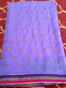 Beautiful Lavender Saree with Gold Embellishments