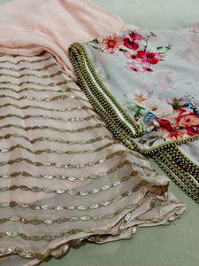 COMBO of Light Pink Palazzo &amp; Floral Dupatta