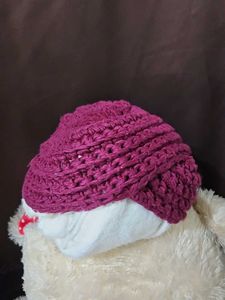 Handmade Knit Beanie - Raspberry