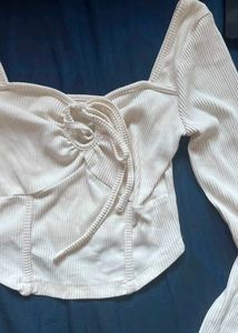 Ribbed Sweetheart Neck Top