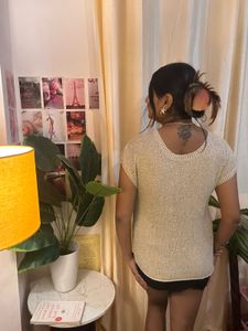 Sparkly Sleeveless Top with Cutouts
