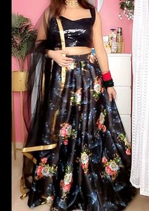 satin lengha Set