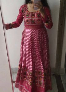 Red Embroidered Ethnic Gown