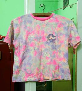 y2k fluorescent pink tie dye crop top ✨