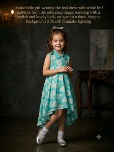 Blue Printed Kurta Set for Girls