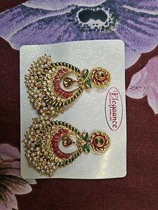 White Stone Work Earrings