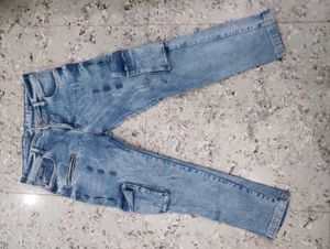Stylish Men's Blue Cargo Jeans