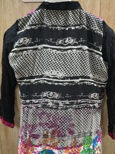 Chiffon Black Thread Embroidery Kurti