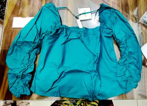 M, L and XL size Teal Square Neck Blou