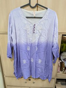 XXL Ombre Purple Embroidered short Kurta