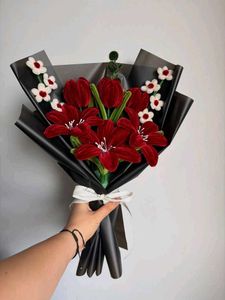 Handmade Velvet Red Flower Bouquet