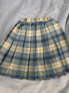 Blue Plaid Pleated Mini Skirt