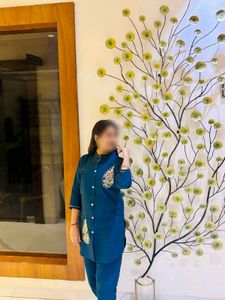 Stylish Teal Kurta Set with Embellishments