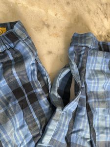 Girl’s  Blue Plaid Skorts, Divider Skirts For Twin