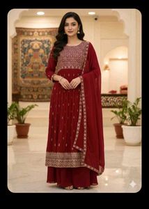 bust 44 Elegant Maroon Kurta Set with Dupatta