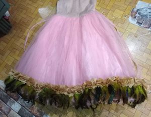 Sparkling Pink Tulle Feather Dress