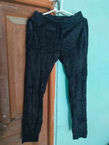 length 38,Soft Black Textured Pants