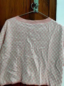 Chic Pink Gingham Cardigan &amp; Crop Top Set