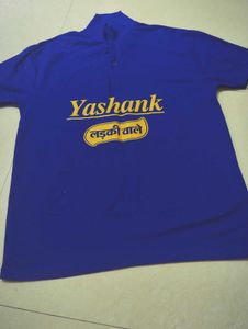 Blue Polo T-Shirt with "Yashank" Print