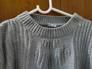 Light Gray Textured Knit Sweater