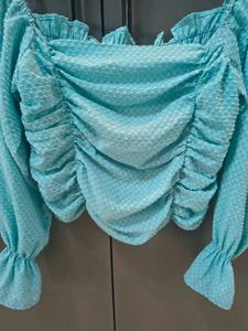 Trendy Ruched Square Neck Top
